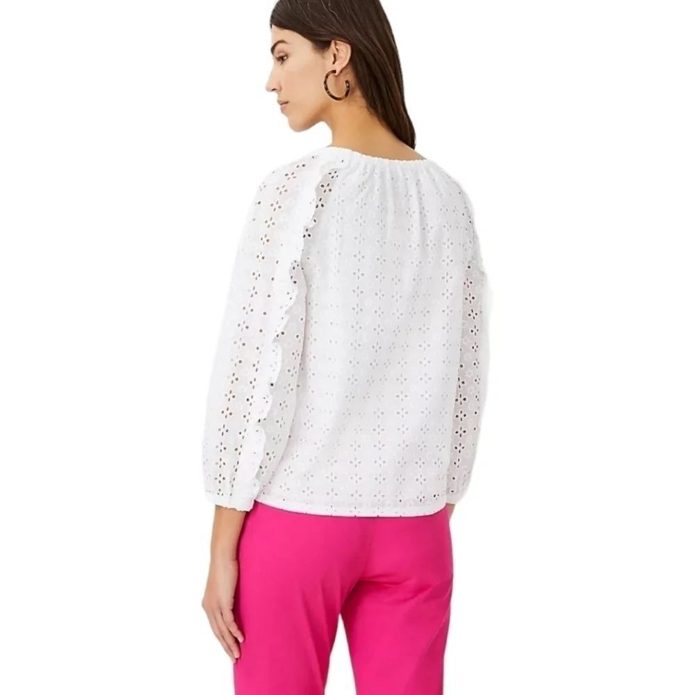Ann Taylor White Ruffled Eyelet Top - Picture 2 of 10